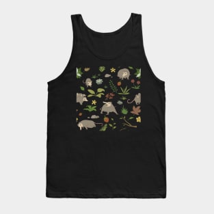 Possums in a Berry Field Pattern on White Tank Top